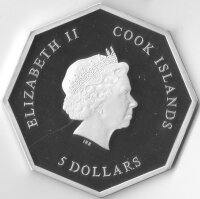 Cook Islands 5 Dollars 2014 - Heilige Cäcilia - Silber PP teilvergoldet