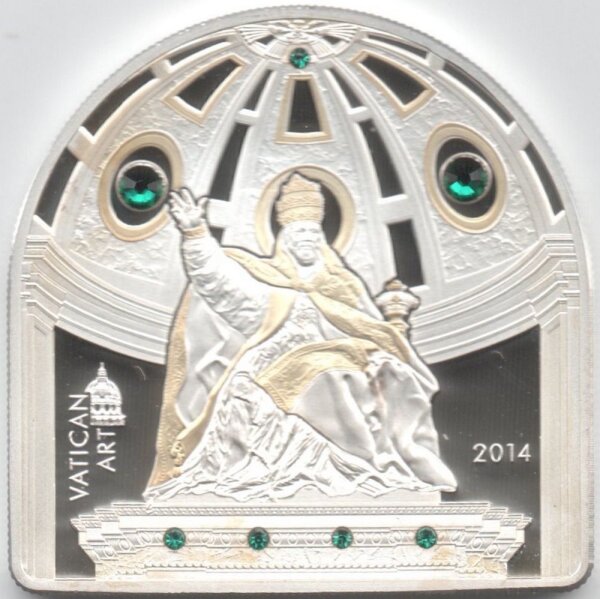 Cook Islands 5 Dollars 2014 - Vatikan Art "Grabmal Papst Urban VIII." - Silber PP teilvergoldet