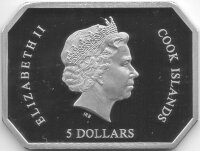 Cook Islands 5 Dollars 2014 - Papstreise nach Südkorea - Silber PP teilvergoldet