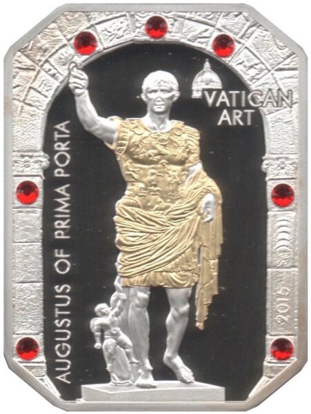 Cook Islands 5 Dollars 2015 - Vatikan Art "Augustus von Primaporta" - Silber PP teilvergoldet