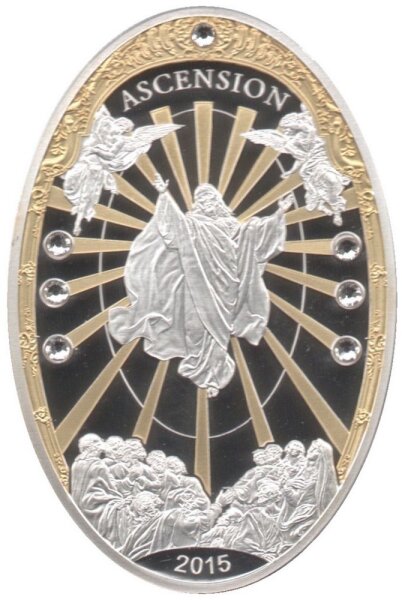 Cook Islands 5 Dollars 2015 - Himmelfahrt - Silber PP teilvergoldet