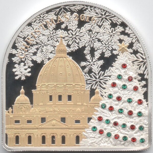Cook Islands 5 Dollars 2016 - Weihnachten 2016 - Silber PP teilvergoldet