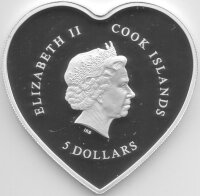 Cook Islands 5 Dollars 2016 - Weltfriedenstag 2016 - Silber PP teilvergoldet