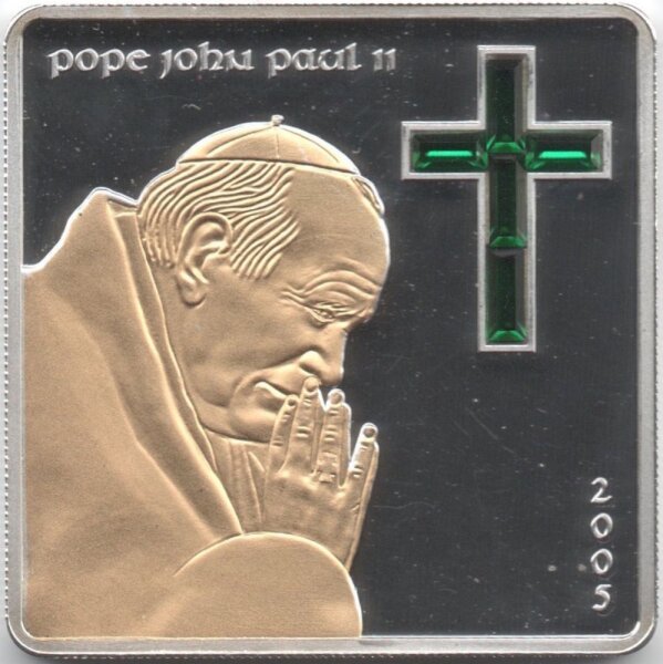 Nördliche Marianen 5 Dollars 2005 - Papst Johannes Paul II. - Silber PP teilvergoldet