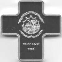Liberia 10 Dollars 2005 - Tod von Papst Johannes Paul II. - Silber PP teilvergoldet