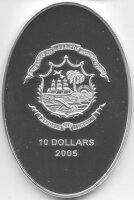 Liberia 10 Dollars 2005 - Aufsteigender Rauch - Silber PP teilvergoldet