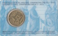 Vatikan 50 Cent 2013 - Benedikt XVI. - Coincard mit Briefmarke Nr.3