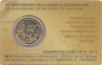 Vatikan 50 Cent 2013 - Benedikt XVI. - Coincard mit Briefmarke Nr.4