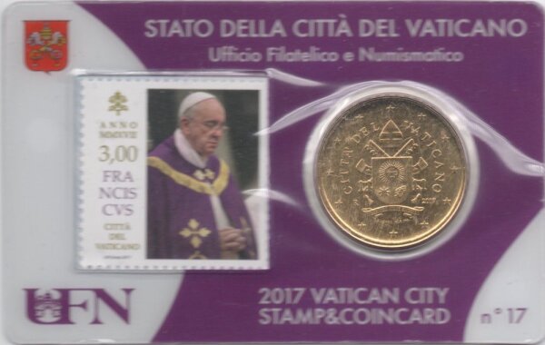 Vatikan 50 Cent 2017 - Franziskus - Coincard mit Briefmarke Nr.17