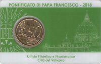 Vatikan 50 Cent 2018 - Franziskus - Coincard mit Briefmarke Nr.20
