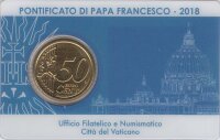 Vatikan 50 Cent 2018 - Franziskus - Coincard mit Briefmarke Nr.21