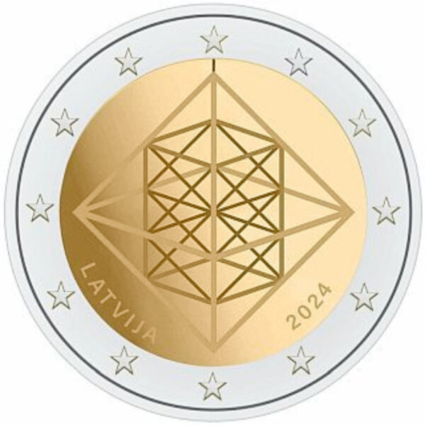 Lettland 2 Euro 2024 "Strohkunst Puzuris - Himmeli"
