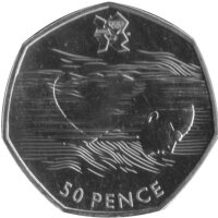 UK 50 Pence 2011 - XXX. Olympische Sommerspiele 2012 in London "Aquatics" - Ku-Ni