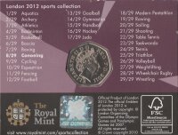 UK 50 Pence 2011 - XXX. Olympische Sommerspiele 2012 in London "Canoeing" - Ku-Ni