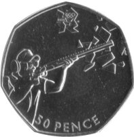 UK 50 Pence 2011 - XXX. Olympische Sommerspiele 2012 in London "Shooting" - Ku-Ni