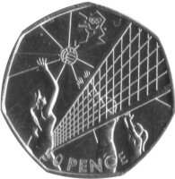 UK 50 Pence 2011 - XXX. Olympische Sommerspiele 2012 in London "Volleyball" - Ku-Ni