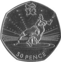 UK 50 Pence 2011 - XXX. Olympische Sommerspiele 2012 in London "Wrestling" - Ku-Ni