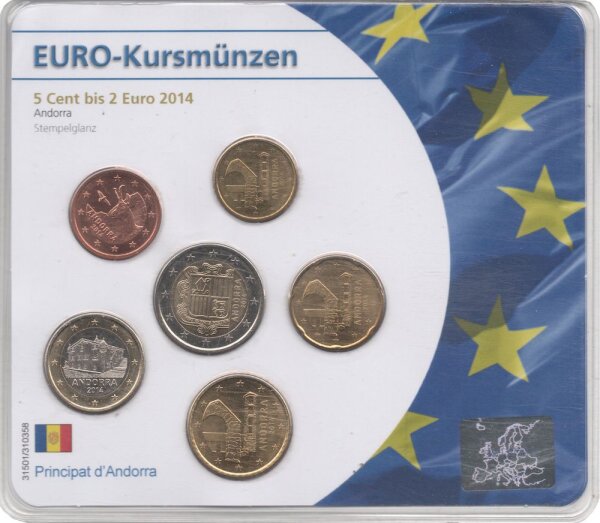 Andorra 3,85 Euro 2014 "KMS 5Cent - 2Euro"