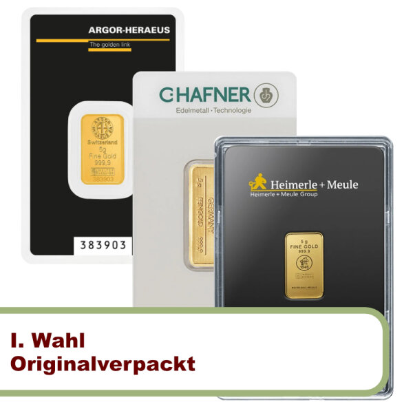 5 Gramm Goldbarren RESALE originalverpackt I. Wahl | LBMA