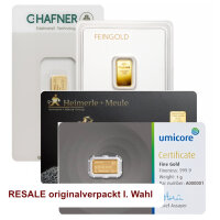 1 Gramm Goldbarren RESALE originalverpackt I. Wahl | LBMA