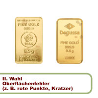 0,5 Gramm Goldbarren RESALE II. Wahl