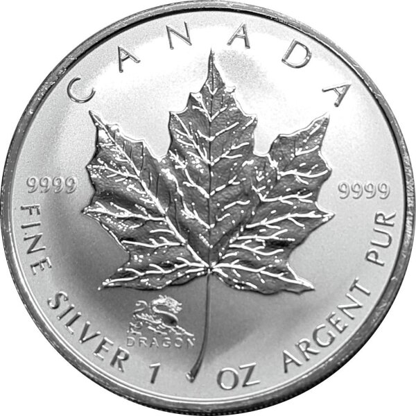 Kanada Maple Leaf 2000 1 oz Silber - Privy Mark Lunar Drache