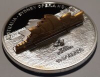 Cook Islands 10 Dollars 2008 - Weltdenkmäler "Opernhaus von Sydney" - Silber PP Skulpturmünze teilvergoldet