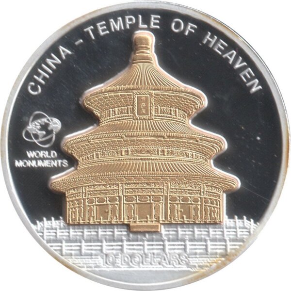 Cook Islands 10 Dollars 2009 - Weltdenkmäler "Himmelstempel" - Silber PP Skulpturmünze teilvergoldet