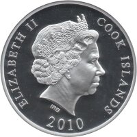 Cook Islands 10 Dollars 2010 - Weltdenkmäler "Kleine Meerjungfrau" - Silber PP Skulpturmünze teilvergoldet