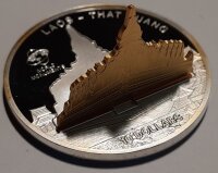 Cook Islands 10 Dollars 2010 - Weltdenkmäler "That Luang" - Silber PP Skulpturmünze teilvergoldet