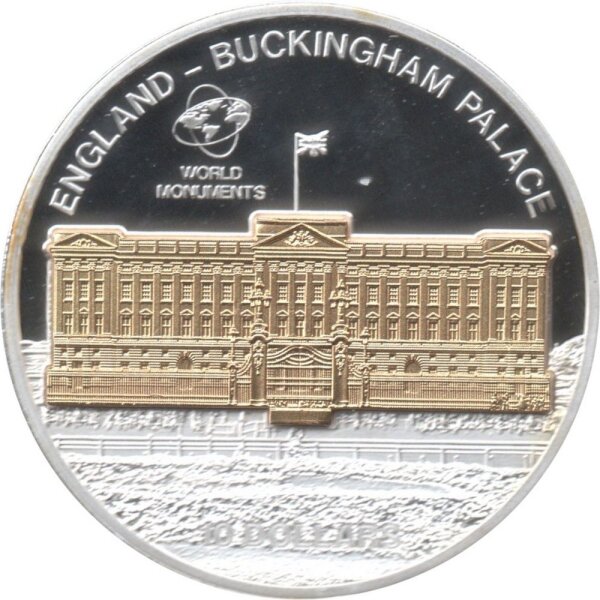Cook Islands 10 Dollars 2010 - Weltdenkmäler "Buckingham Palace" - Silber PP Skulpturmünze teilvergoldet