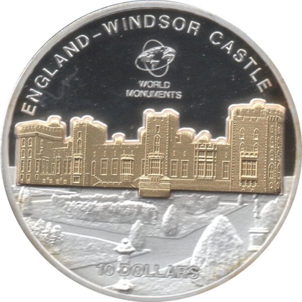 Cook Islands 10 Dollars 2011 - Weltdenkmäler "Windsor Castle" - Silber PP Skulpturmünze teilvergoldet