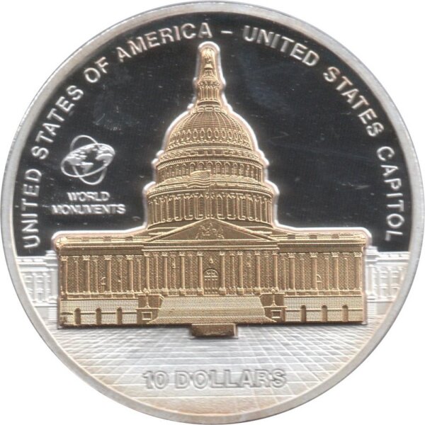 Cook Islands 10 Dollars 2012 - Weltdenkmäler "United States Capitol" - Silber PP Skulpturmünze teilvergoldet