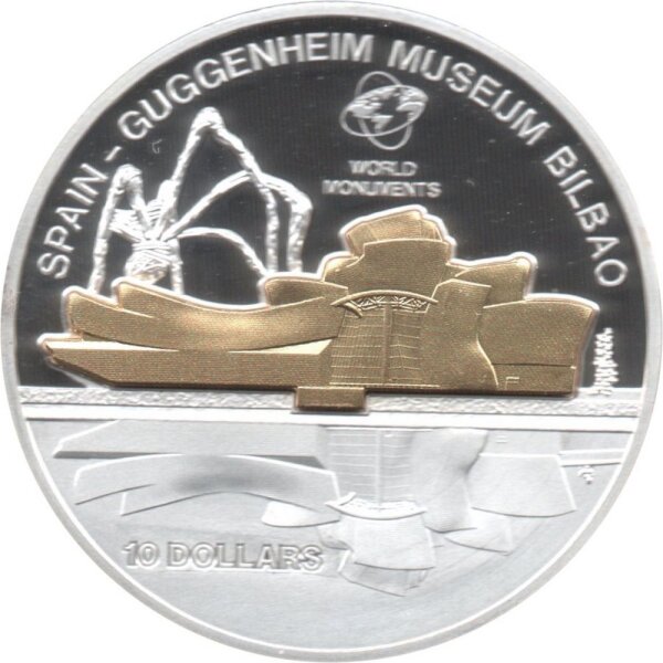 Cook Islands 10 Dollars 2013 - Weltdenkmäler "Guggenheim-Museum" - Silber PP Skulpturmünze teilvergoldet