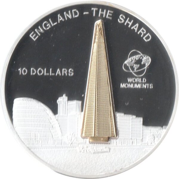 Cook Islands 10 Dollars 2013 - Weltdenkmäler "The Shard" - Silber PP Skulpturmünze teilvergoldet