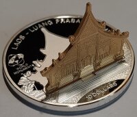 Cook Islands 10 Dollars 2014 - Weltdenkmäler "Haw Pha Bang" - Silber PP Skulpturmünze teilvergoldet