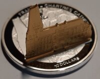 Cook Islands 10 Dollars 2014 - Weltdenkmäler "Kathedrale von Chartres" - Silber PP Skulpturmünze teilvergoldet