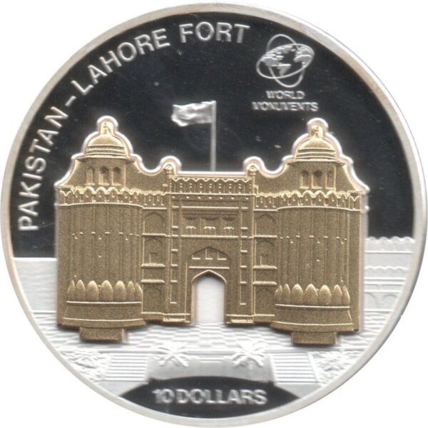 Cook Islands 10 Dollars 2014 - Weltdenkmäler "Lahore Fort" - Silber PP Skulpturmünze teilvergoldet