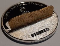 Cook Islands 10 Dollars 2014 - Weltdenkmäler "Nationalstadion China" - Silber PP Skulpturmünze teilvergoldet