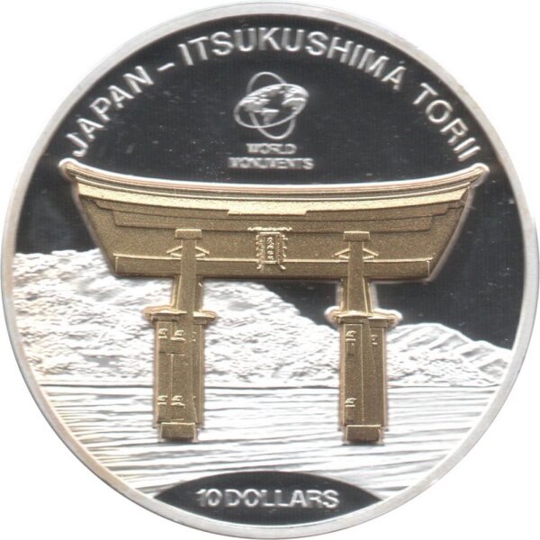 Cook Islands 10 Dollars 2014 - Weltdenkmäler "Itsukushima Torii" - Silber PP Skulpturmünze teilvergoldet