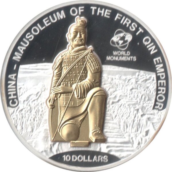 Cook Islands 10 Dollars 2015 - Weltdenkmäler "Terrakotta-Armee" - Silber PP Skulpturmünze teilvergoldet