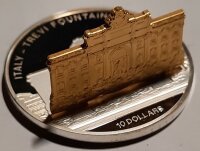 Cook Islands 10 Dollars 2015 - Weltdenkmäler "Trevi-Brunnen" - Silber PP Skulpturmünze teilvergoldet