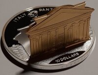 Cook Islands 10 Dollars 2015 - Weltdenkmäler "Pantheon Rom" - Silber PP Skulpturmünze teilvergoldet