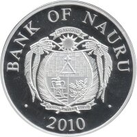 Nauru 10 Dollars 2010 - 20 Jahre Deutsche Einheit - Silber PP Skulpturmünze teilvergoldet