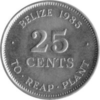 Belize 25 Cents 1985 - F.A.O. Waldwirtschaftskonferenz - Kupfer-Nickel