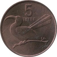 Botswana 5 Thebe 1976 - F.A.O. Hornvogel - Bronze