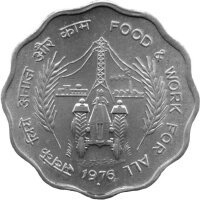 Indien 10 Paise 1976 - F.A.O. Nahrung und Arbeit für...