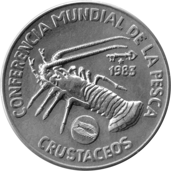Kuba 1 Peso 1983 - F.A.O. "Weltfischereikonferenz - Languste" - Kupfer-Nickel