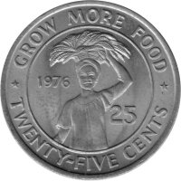Liberia 25 Cents 1976 - F.A.O. Mehr Nahrung - Kupfer-Nickel