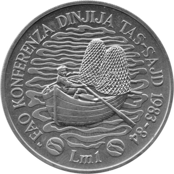 Malta 1 Lira 1984 - F.A.O. Weltfischereikonferenz "Fischerboot" - Kupfer-Nickel
